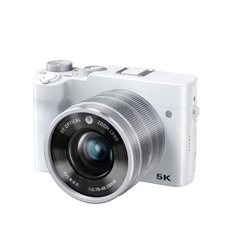 Songdian Digital Camera 8X Optical Zoom Lens 5K 64MP Dual Lens Camera Full Color Night Vision for Students Teenagers Beginners-white