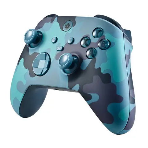 Rexsun Kabelloser Gamecontroller 2.4G Gamepad – Duale Stromversorgung, Vibrationsfeedback, kompatibel mit Xbox One und PC, Tarnmuster Blau, WR007