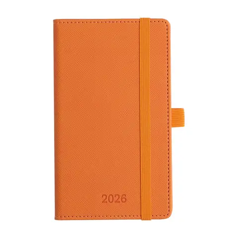 IN-LUXPRO Diary 2026 Planner A6 (16.4x9.6 cm) Week to View， 12 Months Weekly & Monthly Plan with Month Tabs & Pocket & Expenses/Note Pages 100GSM Paper PU Leather Hardcover Orange, New Year Sale , Top gift picks