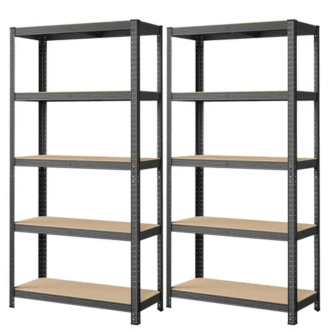 SONGMICSHOME  5-Tier Shelving Units Set of 2, Steel Shelving Unit for Storage, for Garage, Shed, Grey