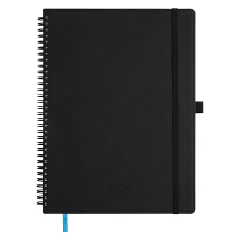 IN-LUXPRO Diary 2026 Spiral Planner A4 (29x21.7cm) Week to View， 12 Months Weekly & Monthly Plan with Month Tabs & Pocket & Expenses/Note Pages 100GSM Paper PU Leather Softcover Black, New Year Sale , Top gift picks