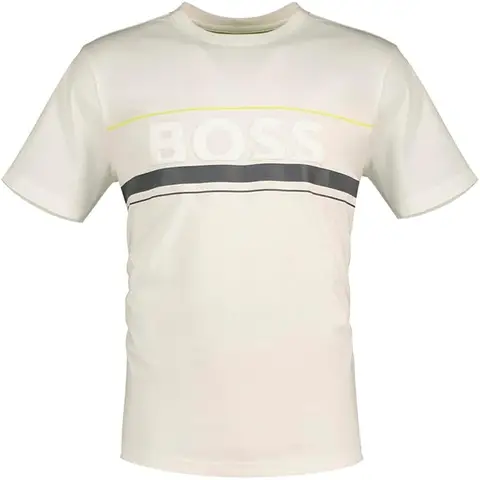 BOSS Cotton-jersey T-shirt with Stripes and Logo - White