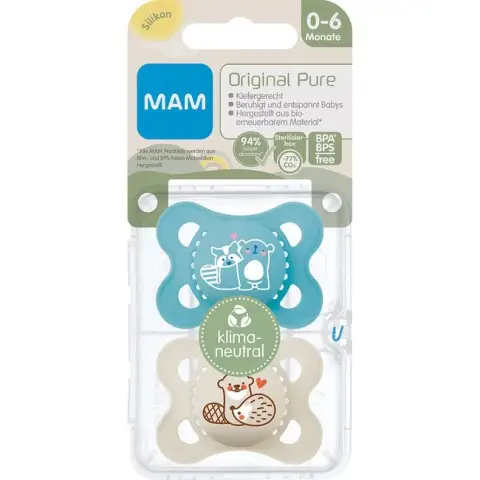 MAM Beruhigungssauger Original Pure Silikon (0-6 Monate) 2 Stück