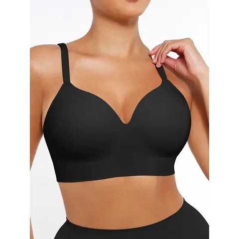 Feelingirl Wireless Small Boobs Push-Up Seamless Comfort Full Coverage Multiple Styles Bra for Women L Black, Couple Gift Perfect Gift
