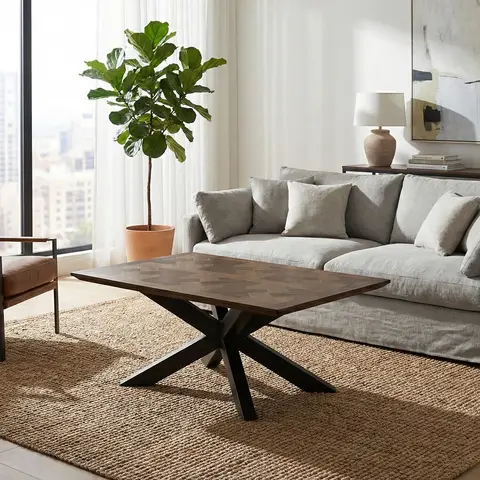 Coffee Table Nevada Rectangle Parquet Walnut/Black