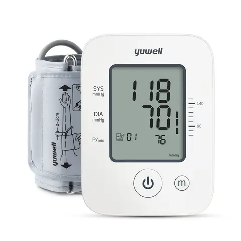 yuwell Oberarm-Blutdruckmessgerät große Manschette für 22-45 cm Oberarm, Digitaler Blutdruckmessgerät zur Genauen Blutdruck- und Pulsmessung mit Speicherfunktion und Arrhythmie-Erkennung (YE660D)