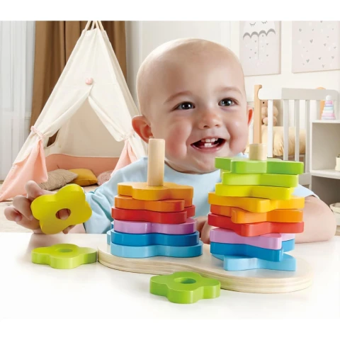 Hape Double Shaped Wooden Rainbow Stackers