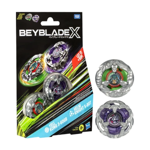 Beyblade X Yell Kong 3-60GB and Helm Knight 5-80T Top Dual Pack Set, Includes 2 Right-Spin Tops