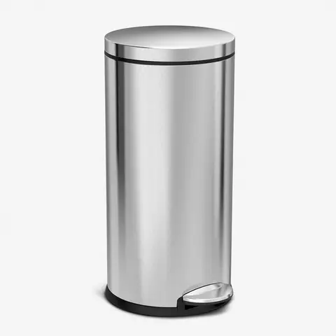 Simplehuman 30L Round Pedal Bin, Brushed Stainless Steel