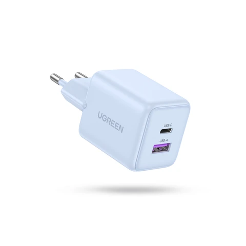 UGREEN 30W GaN Snellader 1C1A Blauw, Compatibel met iPhone 17/16/15, Pixel 9, Galaxy S24/S23, Tab A8/S8, enz.