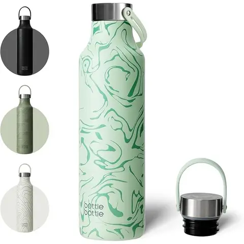 Bottle Bottle Gourde de sport en acier inoxydable avec poignée green valley 600 ml