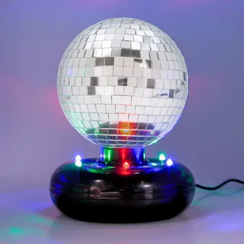 GLOBAL GIZMOS Table Lamp Disco Ball Rotating Silver/Multicolour Large