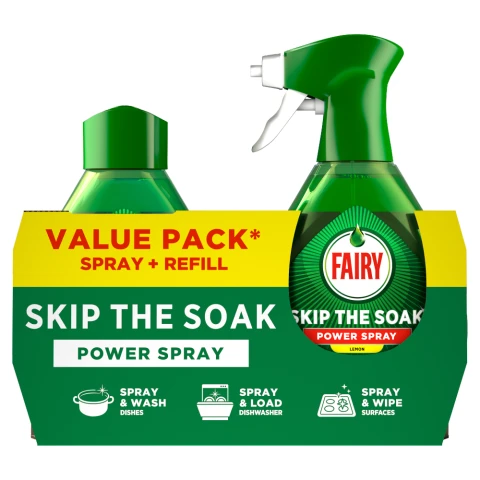 Fairy Skip the Soak Dish Power Spray + Refill Lemon 1300ml, Dishes & Kitchen, Grease Remover
