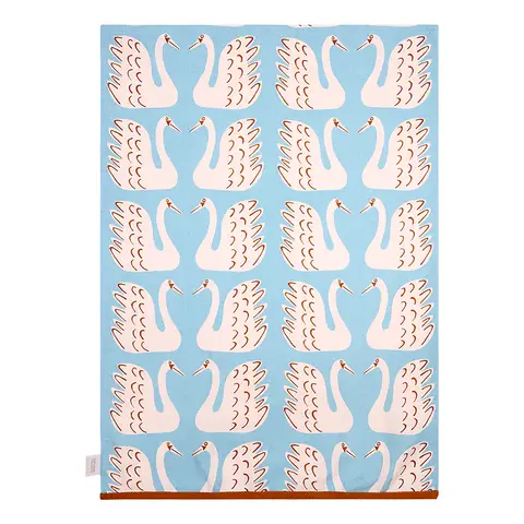 Scion by Dexam Tea Towels Swim Swam Swan Blue/Mustard 3pcs