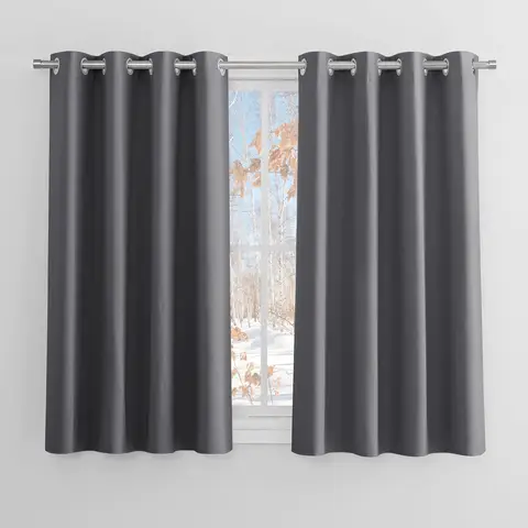 PONY DANCE Blackout Curtains with Eyelet, 2 Panels W140 x L145 cm(W55 x L57 inch),Grey