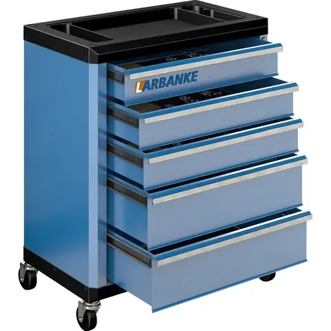 LARBANKE 5-Drawer Rolling Tool Chest with 360° Casters, Lockable Tool Cabinet with Anti-Slip Liner, Multifunctional Worktop, Connectable to 7-Drawer Tool Chest