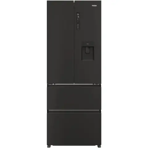 Haier French Door 70 Fridge Freezer with Water Dispenser – Black | 70cm Wide | E Energy Rated | Direct Access Drawers | Total No Frost (HFR5719EWPB)