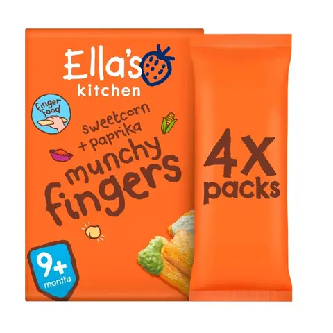 Ella's Kitchen Sweetcorn & Paprika Munchy Finger 9+ Months 4x12g