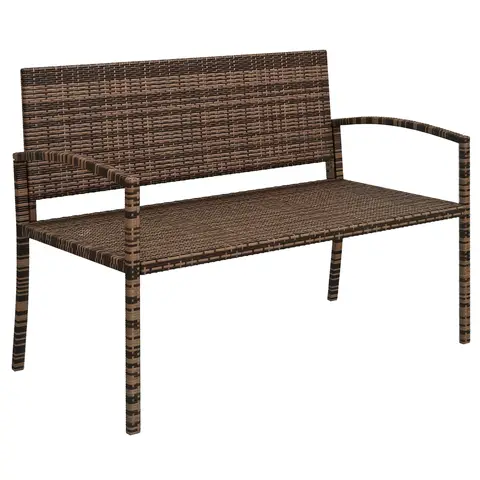 Outsunny 2 Seater Poly Rattan Garden Bench, All Weather Wicker Garden Loveseat, Outdoor Seating Bench with 240 Load Capacity,