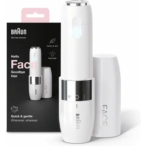 Braun Face Mini Hair Remover FS1000, Electric Facial Hair Removal for Women, White
