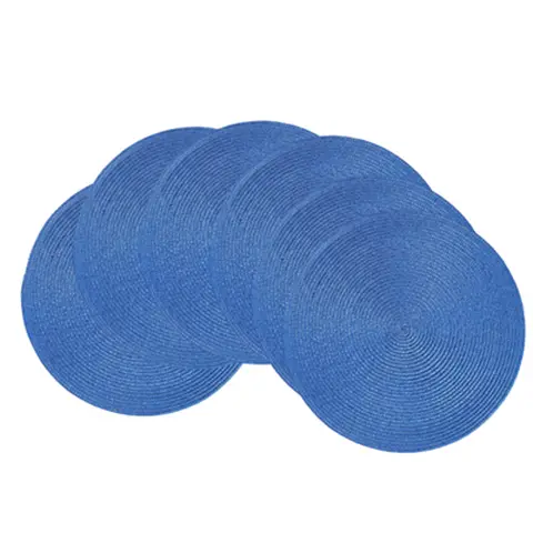 PP Round Placemat
Sea Blue，Set of 6 Round Braided Placemats Table Mats for Dining Tables Washable Non-Slip Place Mats 15 inch for Home Decoration