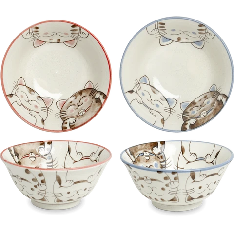Drei Katzen Keramikschalen Ø15 × H7 cm – 1 Stück – für den Hausgebrauch beim Essen