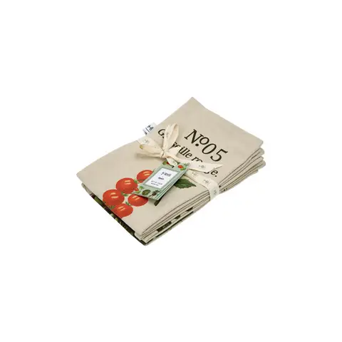 RHS by Dexam Napkins Benary Vegetables 100% Cotton Stone/Green 4pcs