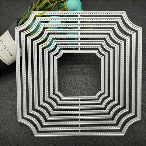 8Pcs/Lot Irregular Frame Metal Die Cuts,Flower Frame Square Wedding Card Cutting Dies Cut Stencils for DIY Scrapbooking Album Decorative Embossing Paper Dies for Card Making