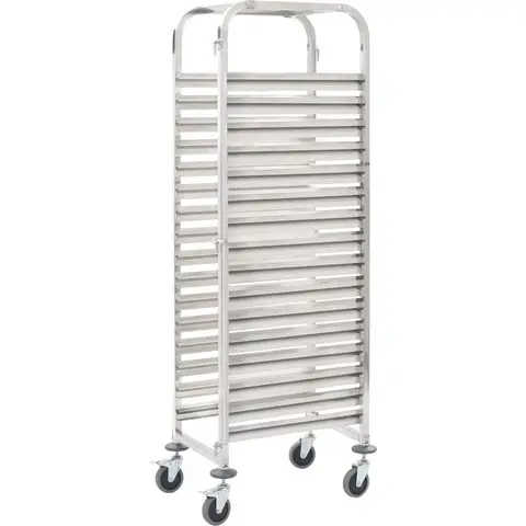 vidaXL Keukenwagen - 16-laags, roestvrij staal, 38 x 55 x 163 cm