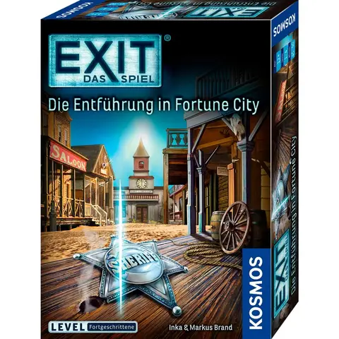 KOSMOS 680497 EXIT® - Das Spiel - Die Entführung in Fortune City, Level: Fortgeschritten, Escape Room Spiel, EXIT Game für 1-4 Spieler ab 12 Jahren, einmaliges Gesellschaftsspiel