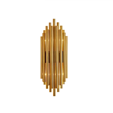 Homary Glam Fluted Gold Wall Sconce 2-Light Flush Mount Wall Lighting