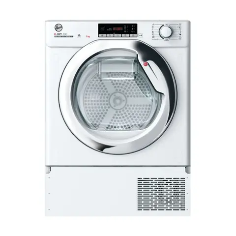 Hoover H-DRY 300 Pro Integrated Heat Pump Tumble Dryer BATD H7A2TCE-80, 7kg, A++ Energy Class, White & Chrome
