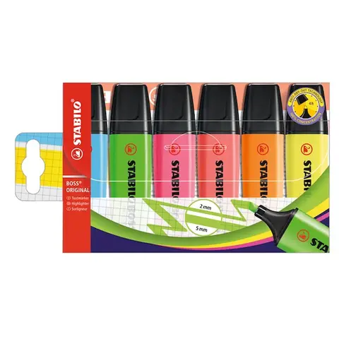STABILO BOSS ORIGINAL - Highlighter - Pack of 6 - Assorted Colours