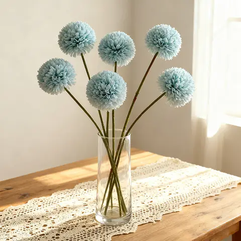 Wei's Moment 6Pcs Artificial 
Flowers Artificial Hydrangea Decoration for Wedding Vase Blue