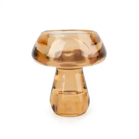 Candlelight Candle Holder Tealight Mushroom Glass Amber