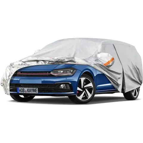 Kayme 6 Layers Hatchback Car Cover Waterproof Breathable, Outdoor Full Cover Rain Sun Dust All Weather Protection with Zip and Cotton Lined, Fit Ford Fiesta, 208, VW Polo, Corsa etc.(Up To 415cm) 2M