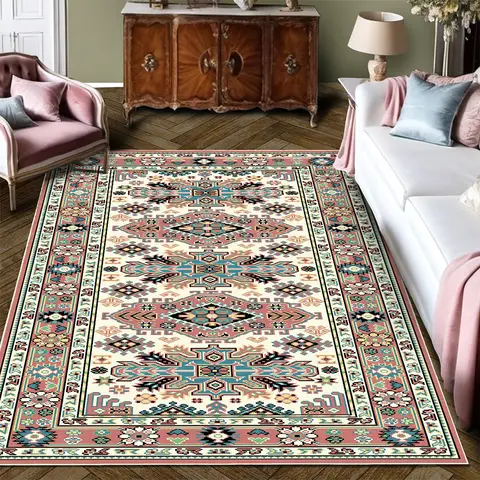 Boho Vintage Floral rugs, Non - Slip, Persian - Style Ornate Pattern, Soft & Durable, Ideal for Entryway, Adds Elegant Charm to Home Decor,Red,35.8*59.8inch