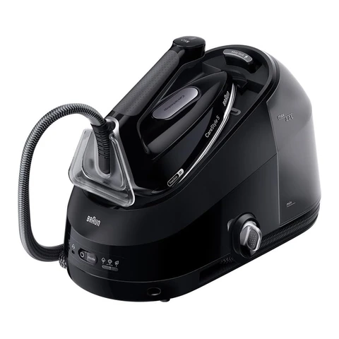 Braun CareStyle 5 Dampfbügelstation IS 5249 BK mit 7，5 bar， 510 g/min Dampfstoß， abnehmbarer 2，0 l Wassertank， EloxalPlus Bügelsohlen-Beschichtung， FreeGlide 3D Technologie， iCare Modus， Ultimate FastClean Entkalkungssystem