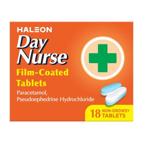 Haleon Day Nurse, Contains Paracetamol, 18 Non-Drowsy Tablets 