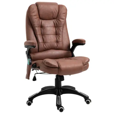 Vinsetto Office Chair with Massager & Heating Leather Effect Brown