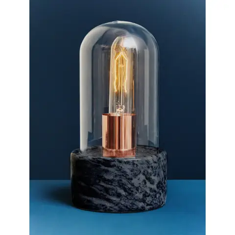 Interiors by Premier Table Lamp Lamonte Bell Marble Black/Copper 24cm