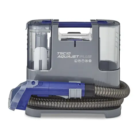 Tower AquajetPlus Spot Cleaner with Suction Nozzle & Brush, 1.2L Clean & Dirty Water Tanks, 1.2m Hose, 400W - Grey and Blue, T548005