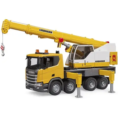 Bruder 03571 - Scania Super 560R Liebherr Kran-LKW mit Licht & Sound Modul - 1:16 Fahrzeuge, Baufahrzeug, Kranwagen, Lastwagen, Spielzeug ab 4 Jahren