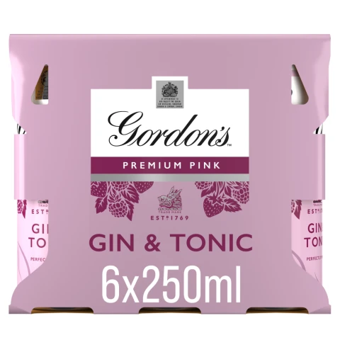 Gordons Pink Gin & Tonic 6 X 250ml (Abv 5%)