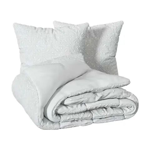 Atmosphera Jacquard Bett-Set Schwan 240 x 220 cm Weiß Microfaser