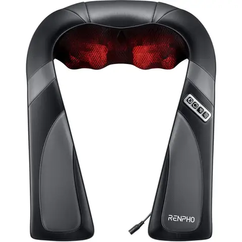 RENPHO Hals- en schoudermassager met warmte [2025 verbeterd], Shiatsu-hals- en rugmassager, 3D-elektrische diepe weefselmassage, Waar echte ontspanning voor hals en schouders, Verjaardagscadeaus voor mannen