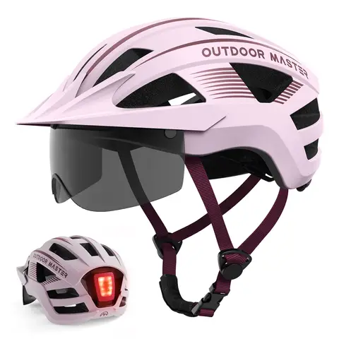 OutdoorMaster Cycling Helmet RhinoUrban With Goggles&Light Pink M 54-58cm