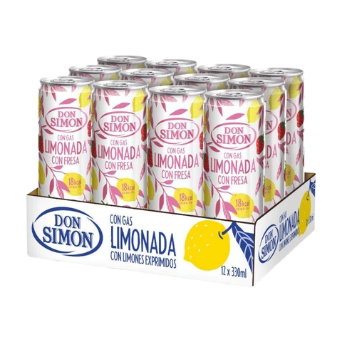 DON SIMON Citronnade pétillante à la fraise pack 12x33cl