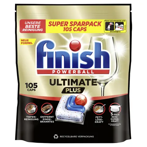 Finish Ultimate Plus Fresh Spülmaschinen Caps, Super Sparpack, 105 Caps