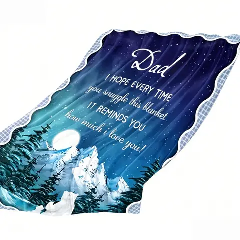 Personalized Dad Fleece Blanket Heritage Jacquard Thermal Insulated Winter Blanket – Premium Artistic Style 60inch×80inch